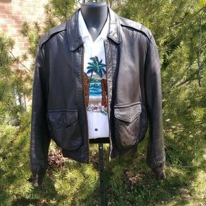 Vintage Schott Bros Deep Brown Leather Aviator/Bomber Mens Jacket 42